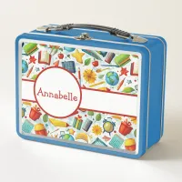 Trendy School Supplies Design Blue Metal Lunchbox