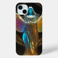 Glass Angel cast in blue and gold iPhone 15 Plus Case