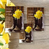 Yellow Daffodils and Cowboy Boots Western Wedding Stationery Collection