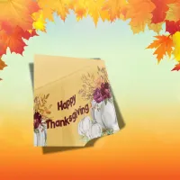 Simple White Pumpkin & Floral Thanksgiving Medium  Tablecloth