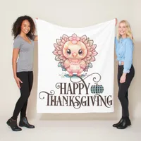 Cute Thanksgiving Turkey Fleece Blanket