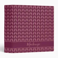 Girly Pink Rose Gold Foil Tribal Burgundy Boho 3 Ring Binder