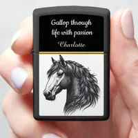 Intricate majestic horse portrait zippo lighter