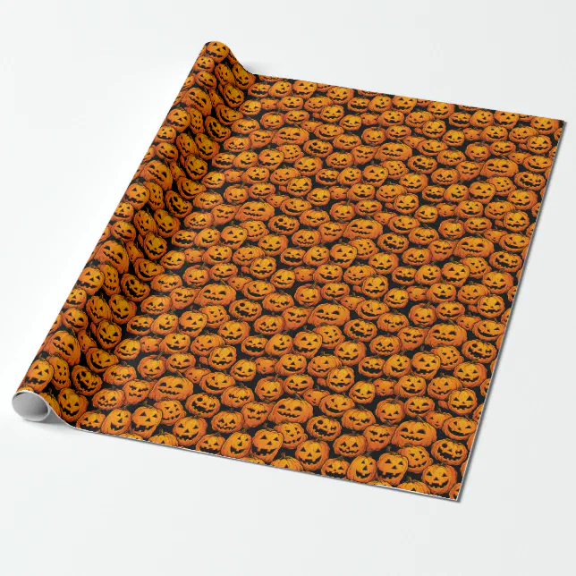 Jack O Lantern Pumpkin Pattern Wrapping Paper