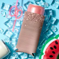 Glittery Rose Gold Foil Blank Seltzer Can Cooler