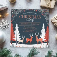 Modern Christmas Reindeer Party Holiday Invitation