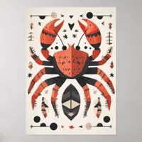 Geometric Red Crab Poster