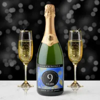 Elegant 9th Lapis Lazuli Wedding Anniversary Sparkling Wine Label