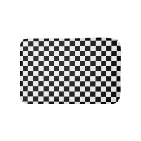 Black White Checker Pattern Bath Mat