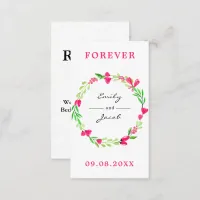 Elegant Pink Floral Wreath White Wedding Registry Enclosure Card