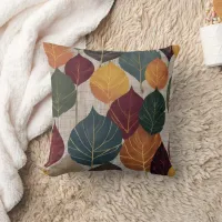 Vibrant autumn leaves in an artistic arrangement throw pillow