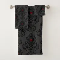 Elegant, Vintage, Victorian Steampunk Damask Print Bath Towel Set