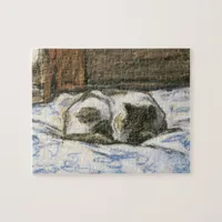 Cat Sleeping on a Bed by Claude Monet Jigsaw Puzzle