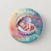 Baby Girl in a Seashell Baby Shower Grandma to be Button