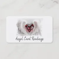 *~* Artsy RUBY Heart Angel Wings AP78 QR Business Card