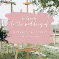 Blush Brush Strokes Wedding Welcome Sign