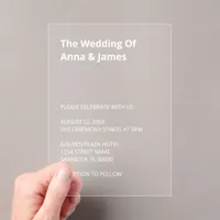 White Text Modern Wedding Acrylic Invitation