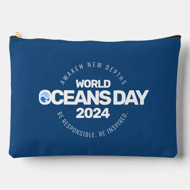 World Oceans Day Blue Stylized Earth Waves Accessory Pouch