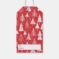 Red White Christmas Pattern#6 ID1009 Gift Tags