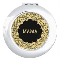 Chic Flower Print Personalized Compact Mirror