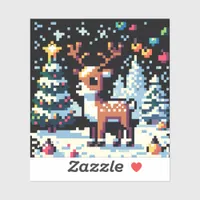 Christmas Reindeer Winter Wonderland Pixel Art Sticker