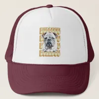 English Bulldog with Retro Font Trucker Hat