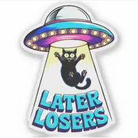 Later Losers Alien Cat Abduction Vinyl Sticker