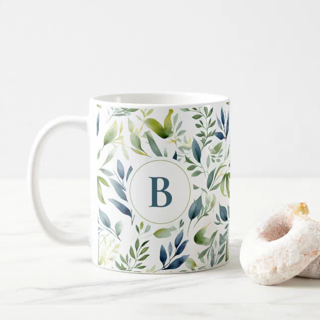 Leaf Pattern Alphabet Coffee Coffee Mug