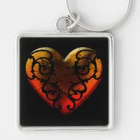 Halloween Filigree Goth Heart Keychain