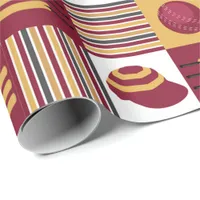 Cricketer Vintage Caps Bats and Balls Patterned Wrapping Paper