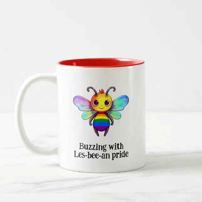 Buzzing with Les-bee-an pride LGBT Two-Tone Coffee Mug