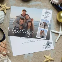 Beach Christmas Script 3 Photo Collage Holiday Card