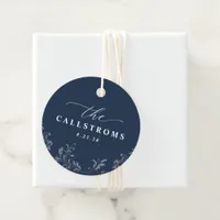 Elegant Navy Blue Wedding Classy Round Favor Tags