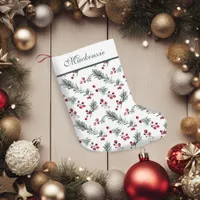 Elegant Red and Green Botanical Christmas Custom Small Christmas Stocking