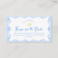 Recipe Request Card for Lemon & Blue Bridal Shower