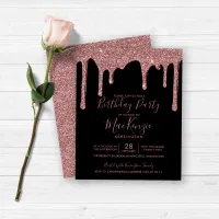 BUDGET Black Rose Gold Glitter Drips Birthday