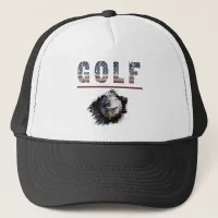 *~* Black White  Flag USA Patriotic  American GOLF Trucker Hat