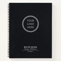 Stylish Black Custom Logo Branded Personal Recipe Notebook