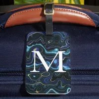 Monogrammed Lapis Lazuli Luggage Tag