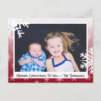 Christmas burgundy Snowflakes Family Photo Card