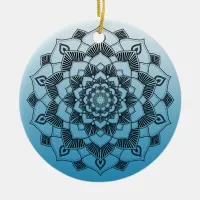 Blue Mandala Abstract Beautiful Christmas Ceramic Ornament