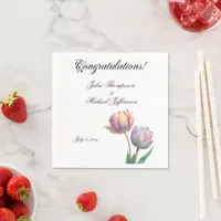 Romantic and Poetic Pastel Tulips Watercolor Napkins