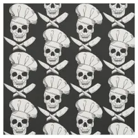 Cook and Chef Skulls in Chef Hats Patterned Fabric