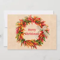 Southwest Chile Ristra Wreath Flat Christmas Card