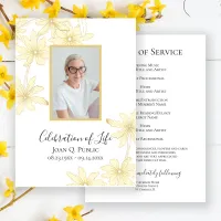 Pale Yellow Daisy Flowers Funeral Service Program