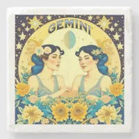 Horoscope Sign Gemini Twins Celestial Stone Coaster