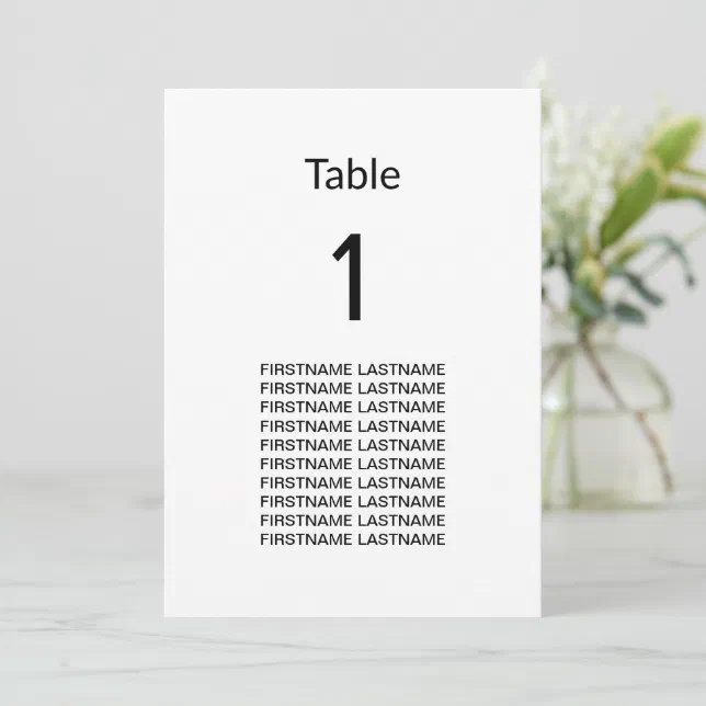 Guest Names Clean Simple Modern Table Card