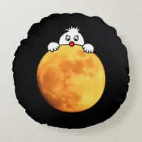 Cute man in the moon round pillow