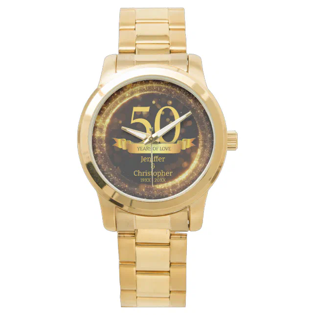 Gold & Black Glitter Edit Year Wedding Anniversary Watch