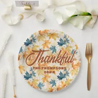 Maple Leaves Thankful Thanksgiving Brunch Dinner Paper Plates